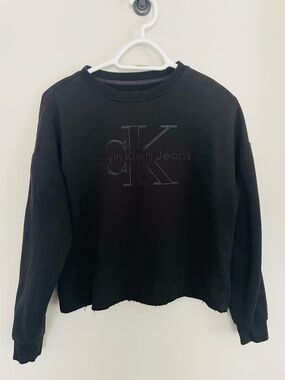 Calvin Klein Jeans Black Cropped Crewneck Sweatshirt